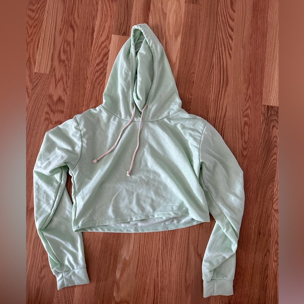 Mint Green Cropped Hoodie